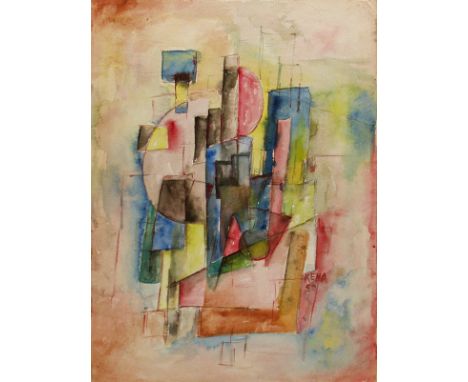 Artist: Jaled Muyaes (Chilean/Mexican, 1921 - 2007). Title: "Ciudad". Medium: Gouache and watercolor on paper. Date: Composed