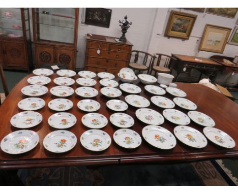 Bing &amp; Grondahl Saxon flower dinner service, comprising: twelve dinner plates 24.5cm (no 325), twelve side plates 19.5cm 