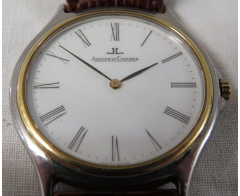 Jaeger-LeCoultre Heraion gentleman's quartz wristwatch, white dial with Roman numerals, stainless steel and gold plated case,