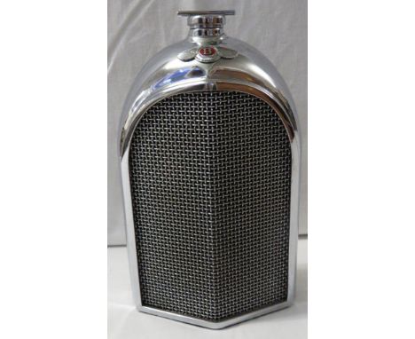 Ruddspeed Ltd decanter modelled as a Bentley motor car radiator grille, chromium plated and red enamel badge, height 19cm