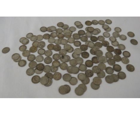 A bag of approximately one hundred and thirty five Victorian and Edwardian silver 3d bits