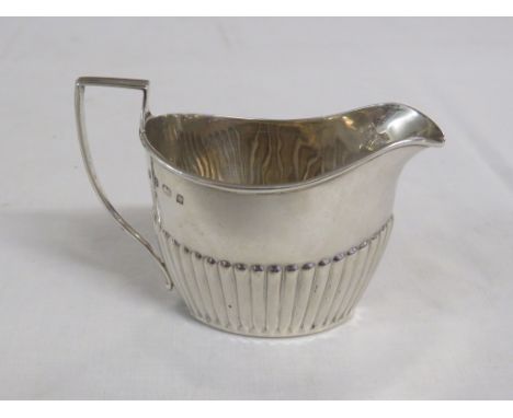 Silver half-reeded cream jug, marks for Birmingham, 1900, and maker's stamp, 2.0ozt