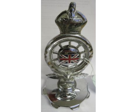 Royal Automobile Club Edwardian badge, enamelled Union Jack to the reverse, 13.5cm, mounted on a radiator cap