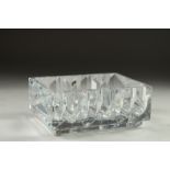 A HEAVY BACCARAT RECTANGULAR ASH TRAY. 6ins long, 4.5ins wide, 2.25ins deep.