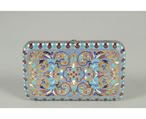 A RUSSIAN SILVER AND ENAMEL PURSE. 9.5cm x 5.5cm. Maker: H. K. Weight: 109gms.