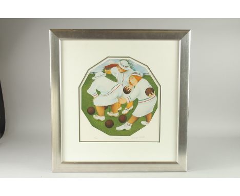 A LARGE BERYL COOK SIGNED, LIMITED EDITION SILKSCREEN PRINT.No. 95/395, framed and glazed, 15ins x 12ins. "SABOTAGE" Ladies p
