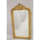 A GOOD GILTWOOD UPRIGHT MIRROR. 5ft high x 2ft 8ins wide.