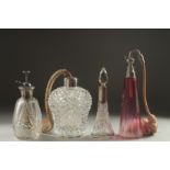 FOUR VARIOUS EDWARDIAN GLASS SCENT BOTTLES(4).