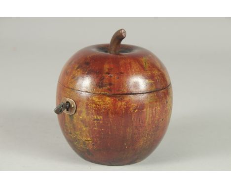 AN APPLE TEA CADDY.  4.5ins