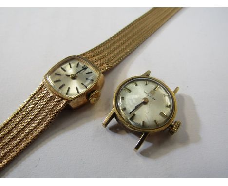 A Tissot 18ct gold ladies watch head with a Tissot 9ct gold ladies bracelet watch 