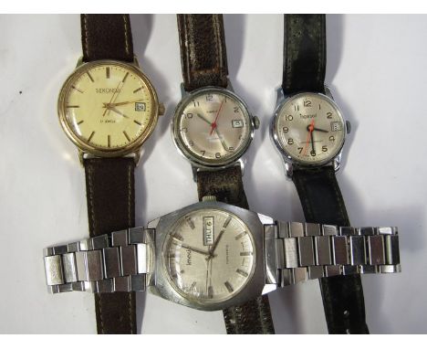 Four mid 20th Century wristwatches- Imado, Timex, Sekonda and Ingersoll 
