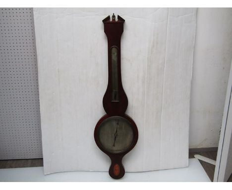 A 19th Century mahogany 8" wheel barometer with long moulded thermometer box, signed C. Somalvico, London