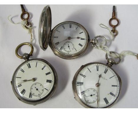 Three late 19th century silver pocket watches with fusee driven movements including R. Linford and Son, Norwich (3) 