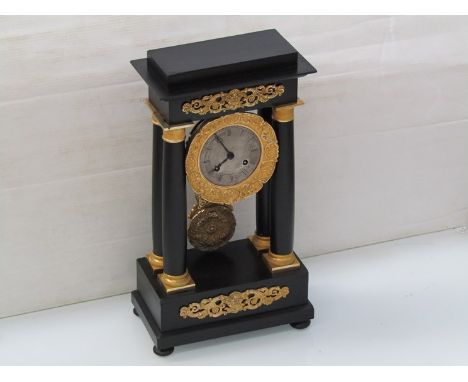 A French Empire Portico clock, circa 1870, 8 day striking movement by Henry Marc, Paris, ormulu mounts and pendulum, 38.5cm h