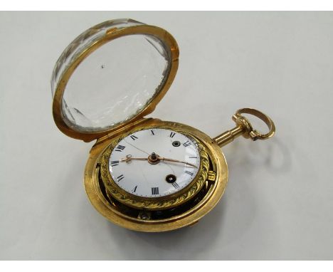 A mid 18th Century gold and enamelled pocket watch by William Post, London, the chain driven fusee movement with verge escape