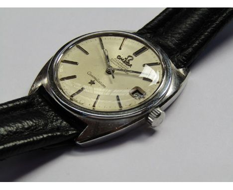 OMEGA: A Constellation automatic chronometer stainless steel cased gent's wristwatch, silvered dial with centre seconds and d