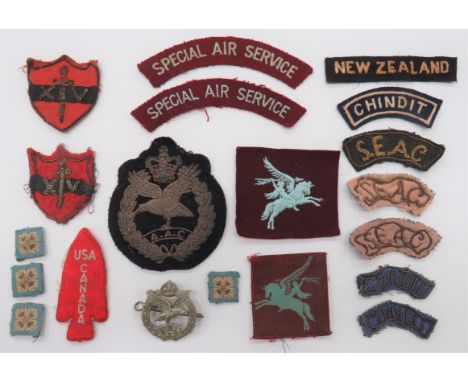 Overseas and Special Forces Badges and Titles including 2 x bullion embroidery 14th Army Formation ... Printed Airborne Force