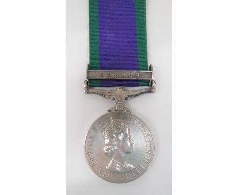Royal Signals Campaign Service Medal clasp BORNEO. Awarded to 23745205 CPL B.H. HUSSEY R. SIGNALS.