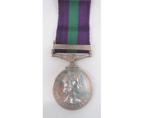 Royal Army Ordnance Corps General Service Medal clasp ARABIAN PENINSULA. Awarded to 23148757 PTE C FEENEY RAOC.