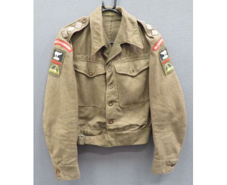 1940 Pattern Gloucestershire Regiment Officer's Battledress Jacket khaki woollen, single breasted, converted open collar, sho