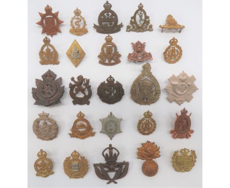 Canadian Infantry and Corps Cap Badges including brass Queens Rangers 1st American ... Brass KC Prince Edward Island Reg ... 