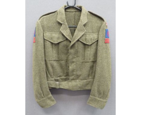 WW2 Argyll &amp; Sutherland Highlanders 51st Div Battledress Jacket khaki green woollen, single breasted, converted open coll