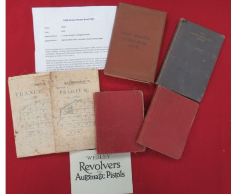 Attributed 1914 Field Service Pocket Book brown linen covered book. The interior page named in pencil ""R G H Yeatherd March 