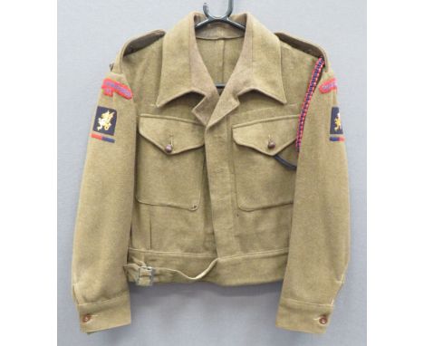 1940 Pattern Royal Engineers 43rd Division Battledress Jacket khaki woollen, single breasted, converted open collar, short ja