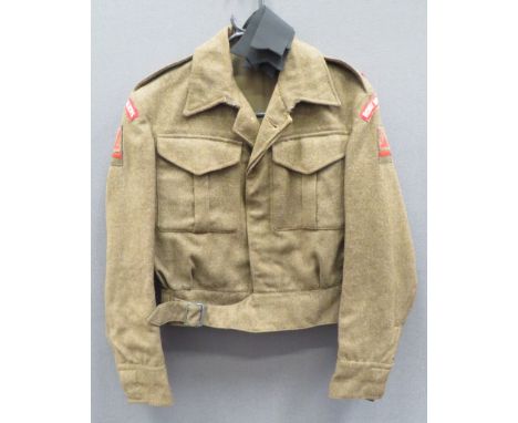 1937 Pattern Private Purchase Royal Welch Fusiliers Battledress Jacket khaki woollen, single breasted, closed collar, short j