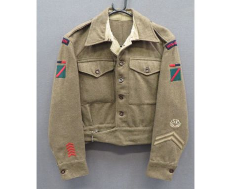 1940 Pattern Royal Artillery 24th HAA Reg Battledress Jacket khaki woollen, single breasted, closed collar, short jacket. Low
