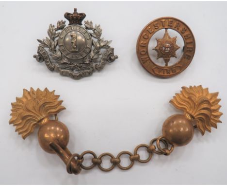 Victorian 1st Sikh Infantry Pouch Badge brass, Vic crown (replaced) over white metal circlet and wreath with lower scroll Pun