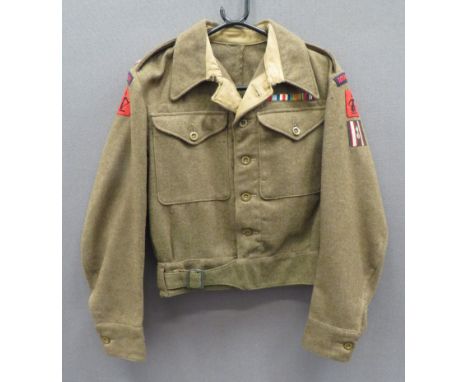 1940 Pattern 567 Light AA &amp; Searchlight Reg RA Battledress Jacket khaki woollen, single breasted, closed collar, short ja