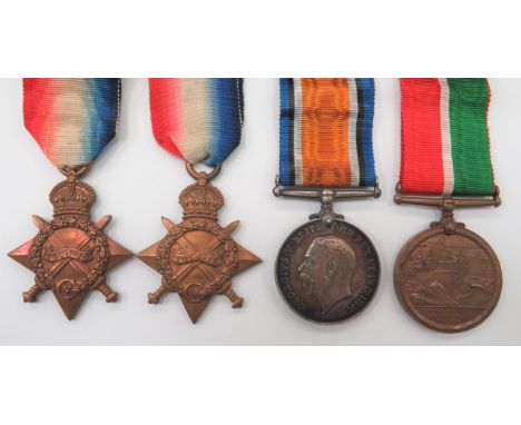 Two 1914-15 Stars named to ""S-4790 Pte J Sanderson Sea. Highrs."" ... ""L-12198 Dvr. E Dixon RFA"". Together with a WW1 silv