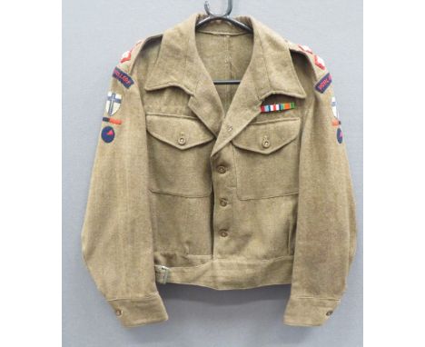 1940 Pattern 2nd Army 2nd Searchlight Reg RA Battledress Jacket khaki woollen, single breasted, converted open collar, short 