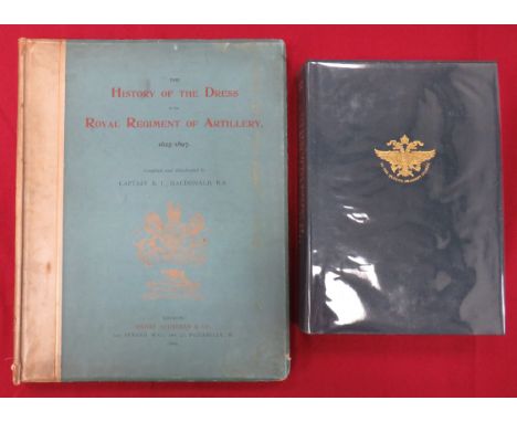 History Of The Dress Of The Royal Regiment Of Artillery 1625-1897 compiled by Captain R J MacDonald printed 1899. Blue linen 