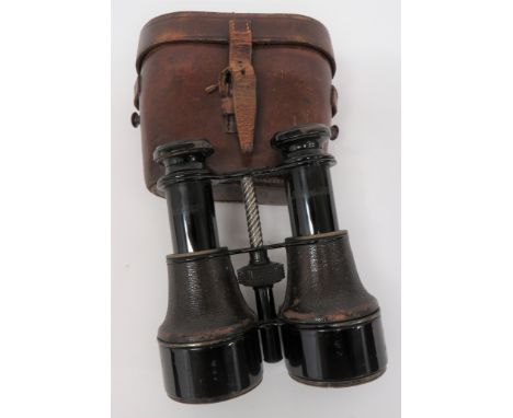 Pair of Victorian Period Imperial Yeomanry Binoculars blackened brass, extendable eye lenses engraved "177th Coy Fincastles H