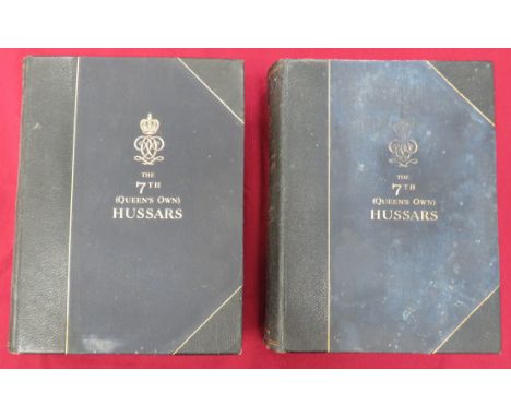 The 7th Queen's Own Hussars Volume I &amp; II by C R B Barrett printed 1914. Black and blue linen covers with gilt tooling. 2