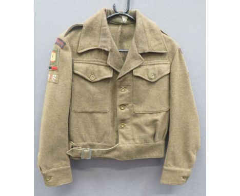 1940 Pattern Royal Artillery 45th Division Battledress Jacket khaki woollen, single breasted, converted open collar, short ja