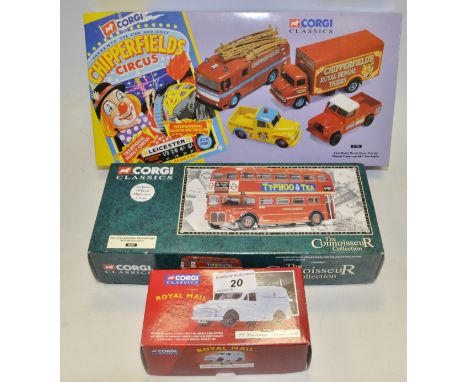 Corgi Toys - Chipperfields Circus set, 31703, comprising Land Rover, Morris Minor Pick-up;  Thames Trader and AEC Fire engine