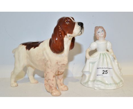 A Beswick Springer Spaniel; a Royal Doulton figure (2)