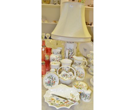 Aynsley China - Cottage Garden pattern trinket dishes; a Pembroke pattern table lamp, vase, miniature jug, butter knife; etc 