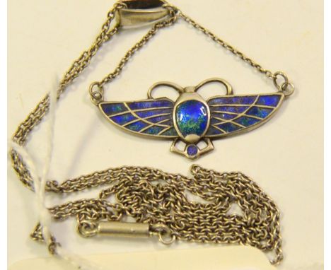 A Charles Horner silver and enamel scarab pendant 