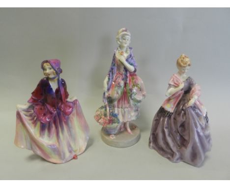 Two Royal Doulton figures, 'Sweet Anne' HN1496 and 'Phyllis' HN1420 (both at fault) together with a Royal Worcester figure 'F