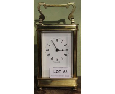 A late 20th century brass carriage clock
