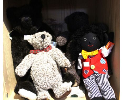 A Merrythought "Blunder" limited edition bear, 486 of 1000, together with three other bears and a Golly, (5) These items are 