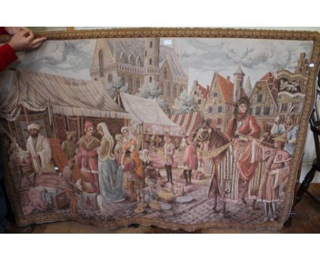 A substantial French vintage pictorial wall hanging tapestry 190 x 130 cm approx