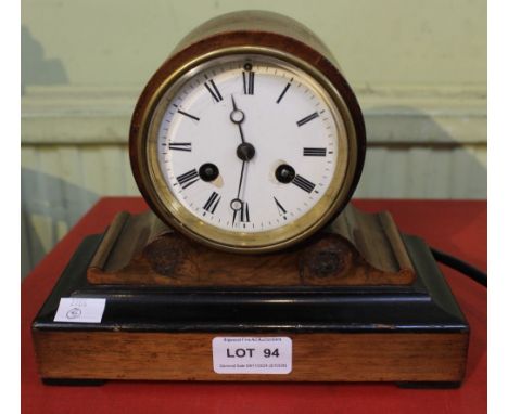 A mahogany cased mantle clock, 8-day movement, with bell, circular enamel dial&nbsp;