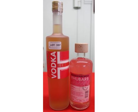 Heidell Rose Petal Vodka, Finland 40%, 1 bottle Koskenkorva Rhubarb Vodka, Finland, 1 bottle (total 2 bottles in lot)