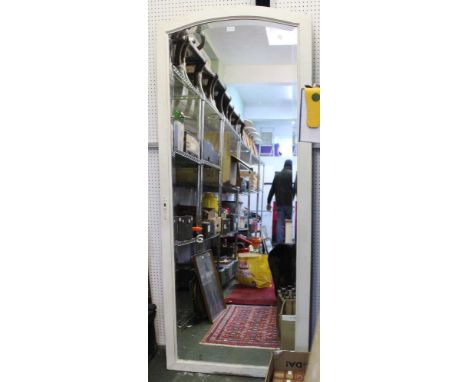 A large white framed bevel edge wall mirror, approx. 198cm tall