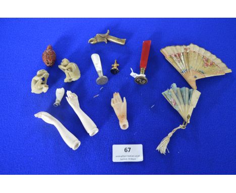 Miniature Item Including Wax Seals, Fans, Pendants, etc. 